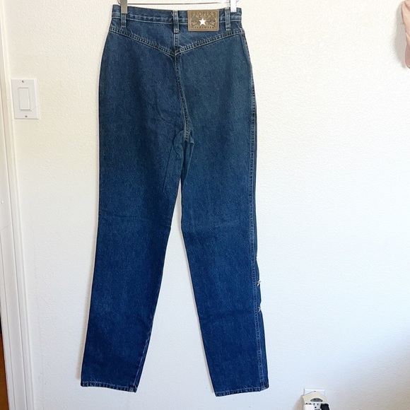 Roper Dark Wash Silver Star Detail Straight Leg High Rise Vintage Jeans - Picture 6 of 11